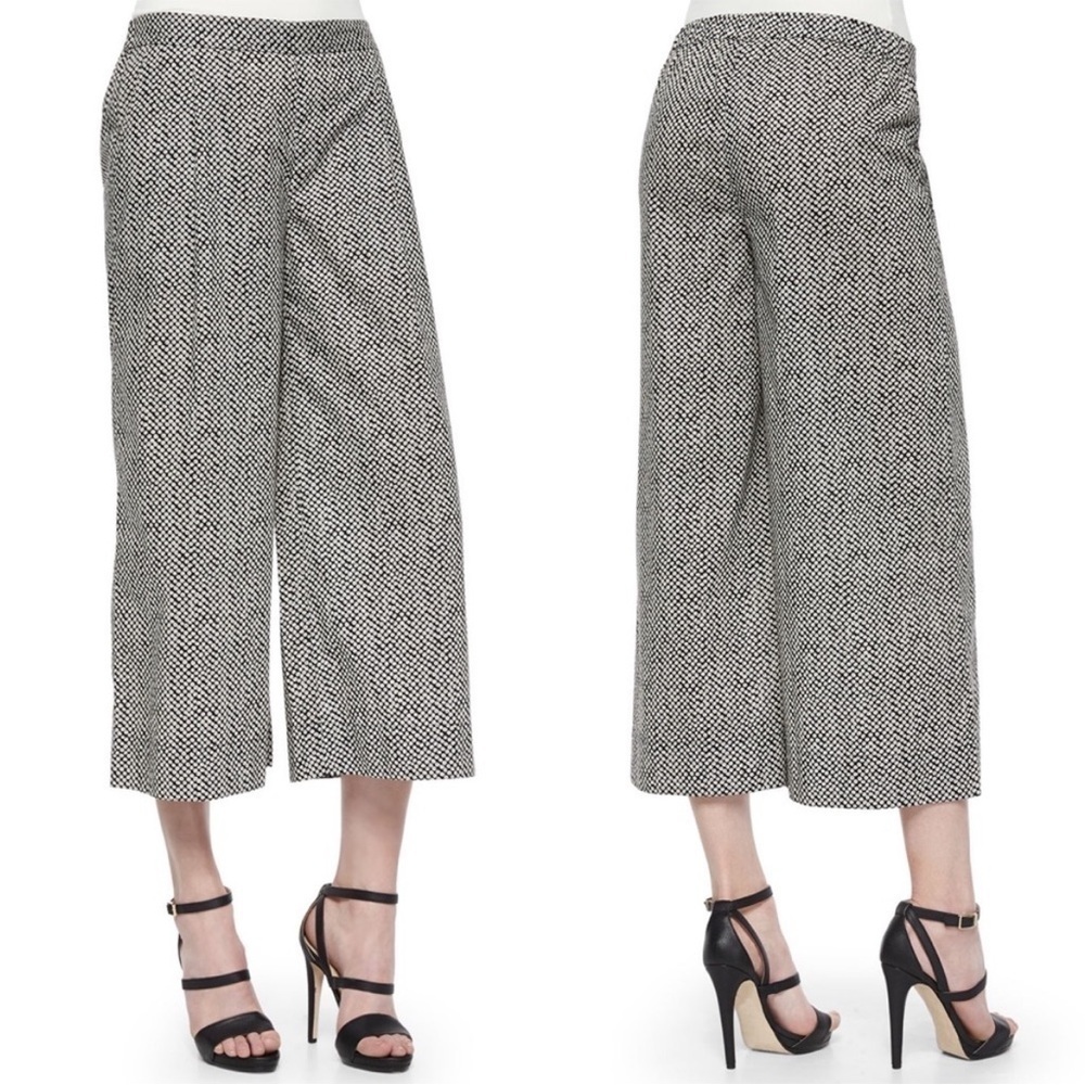 Eileen Fisher Bandhini Print Cropped Pants Black and White Business Casual Large